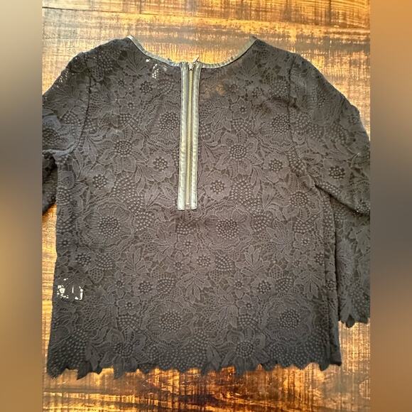 Joie Lace Shirt with Faux Leather trim- GUC - Picture 4 of 4